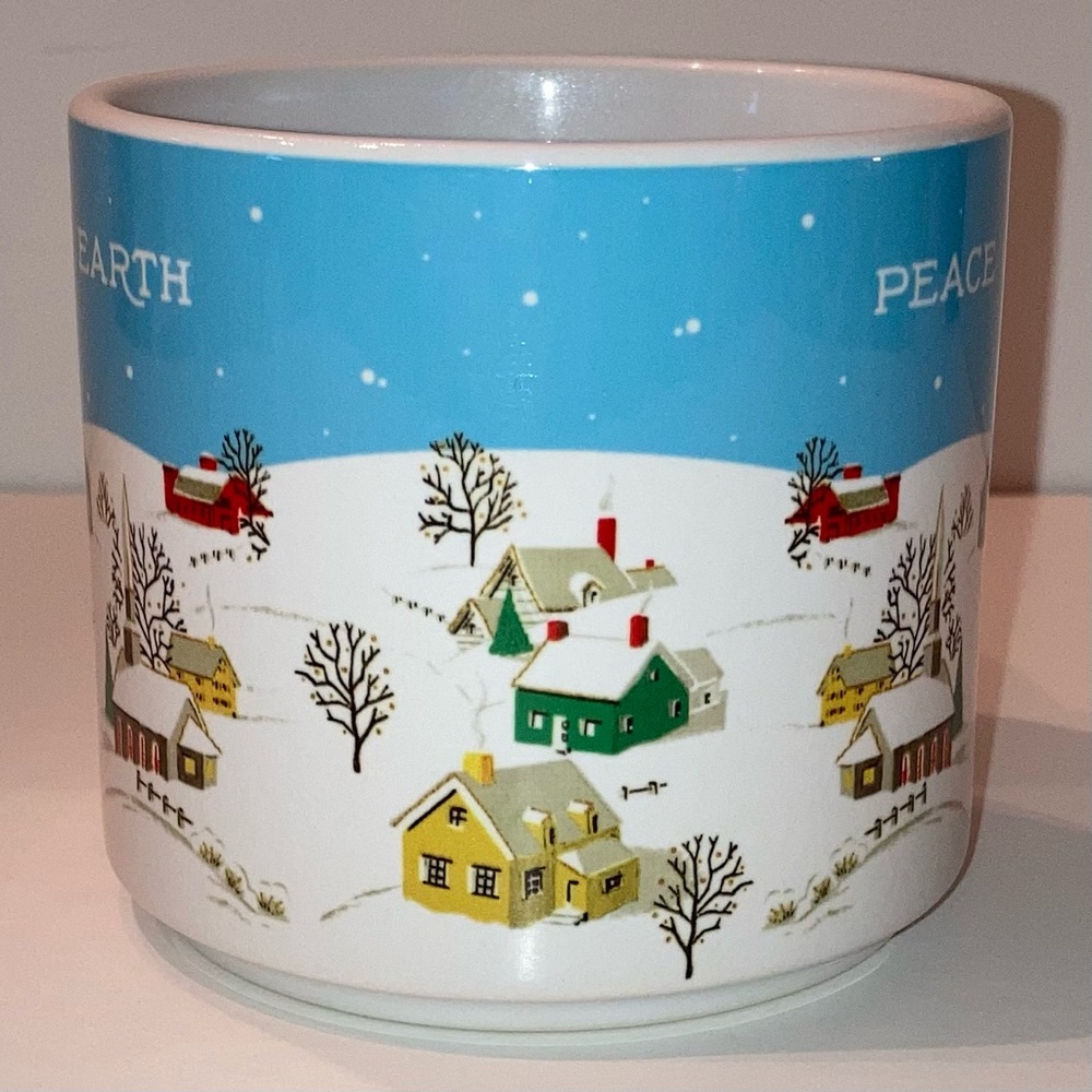 NIB Cavallini & Co Whimsical Blue and White Christmas Winter Retro Vintage Mug - Picture 5 of 15
